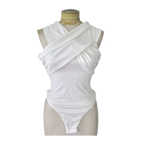 WAYF White Criss Cross Sleeveless Bodysuit Nordstrom Designer Size Small New - Picture 2 of 7